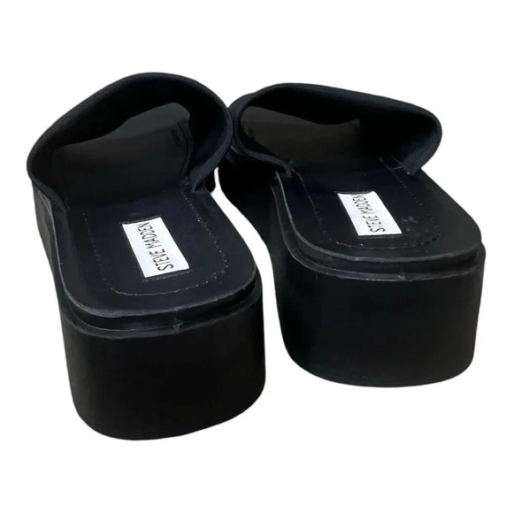 Steve Madden Shoes Women Size 10 US Sandals Black Platform Wedge Slides Comfort - Picture 6 of 7